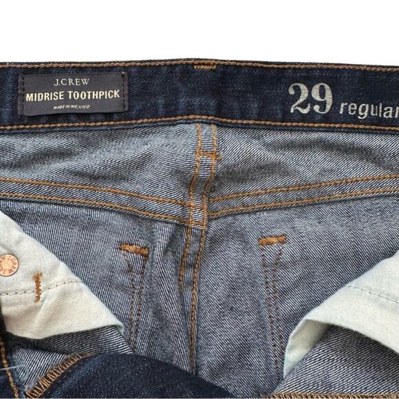 J. Crew Jeans Dark Wash Mid Rise Toothpick Denim Jeans Size 29 - Picture 2 of 12